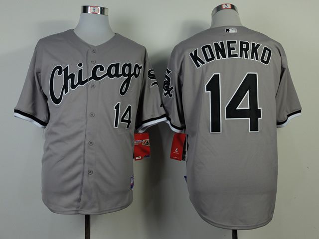 Men Chicago White Sox 14 Konerko Grey Throwback MLB Jerseys